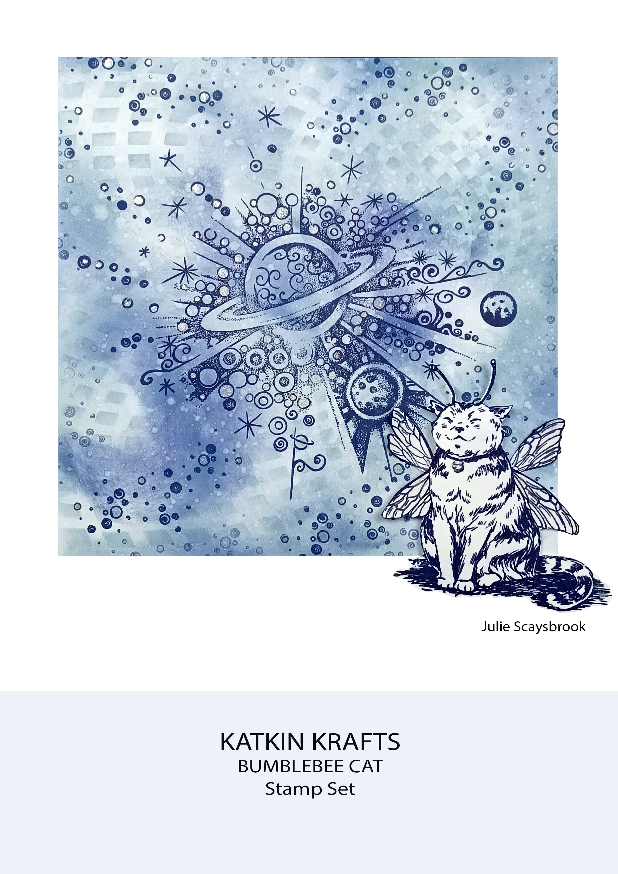 Katkin Krafts Bumblebee Cat 6 in x 8 in Clear Stamp Set