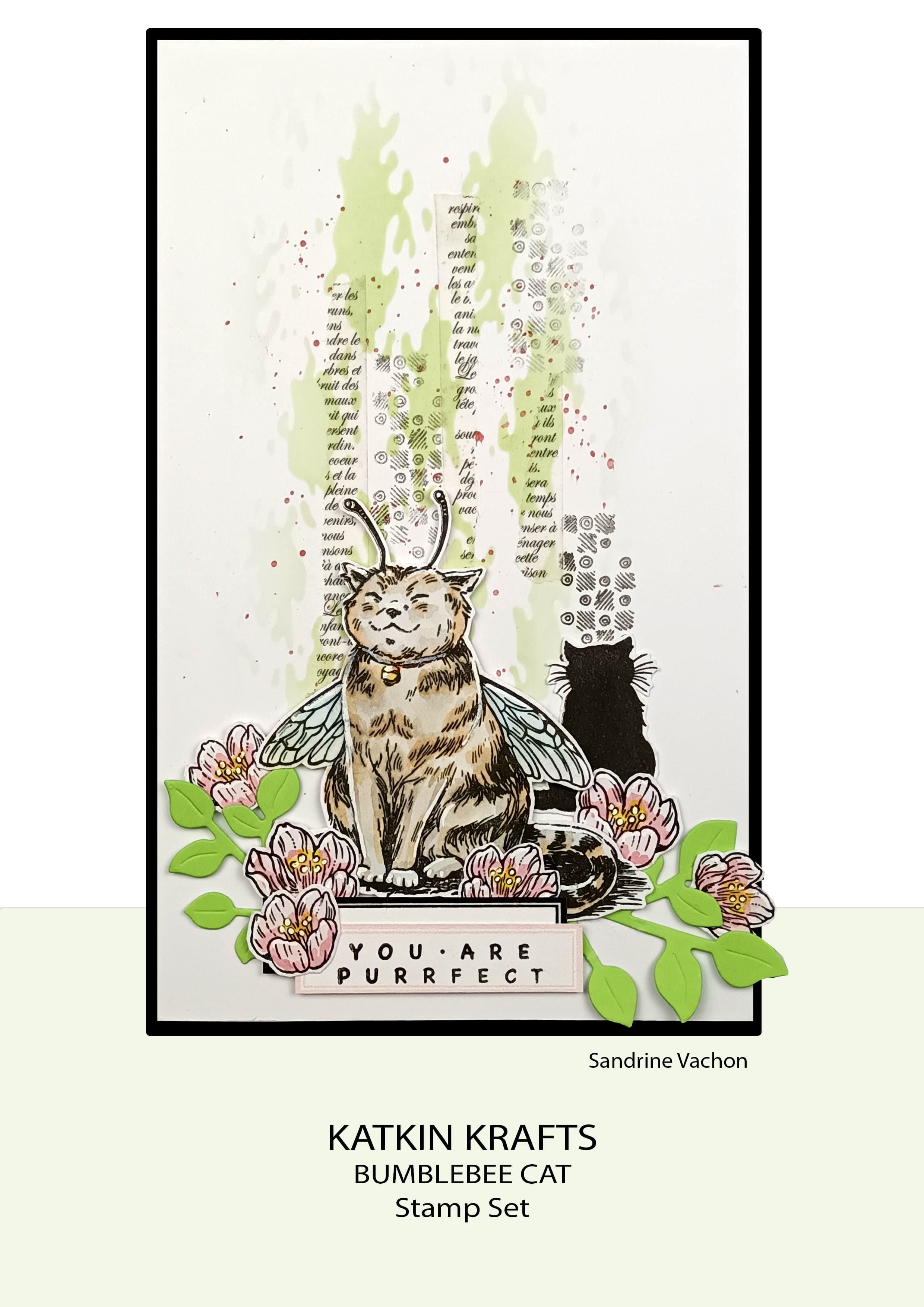 Katkin Krafts Bumblebee Cat 6 in x 8 in Clear Stamp Set