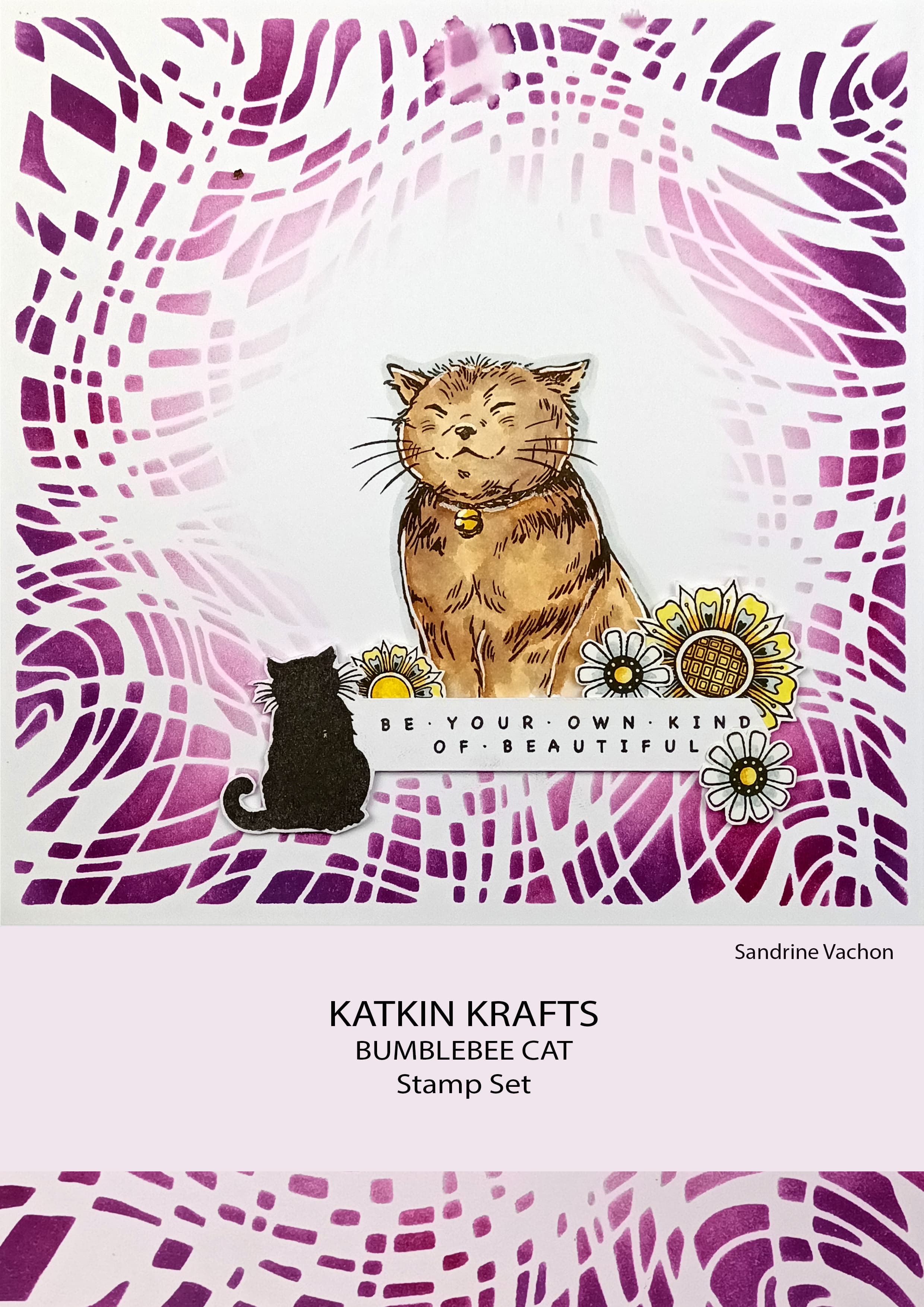 Katkin Krafts Bumblebee Cat 6 in x 8 in Clear Stamp Set