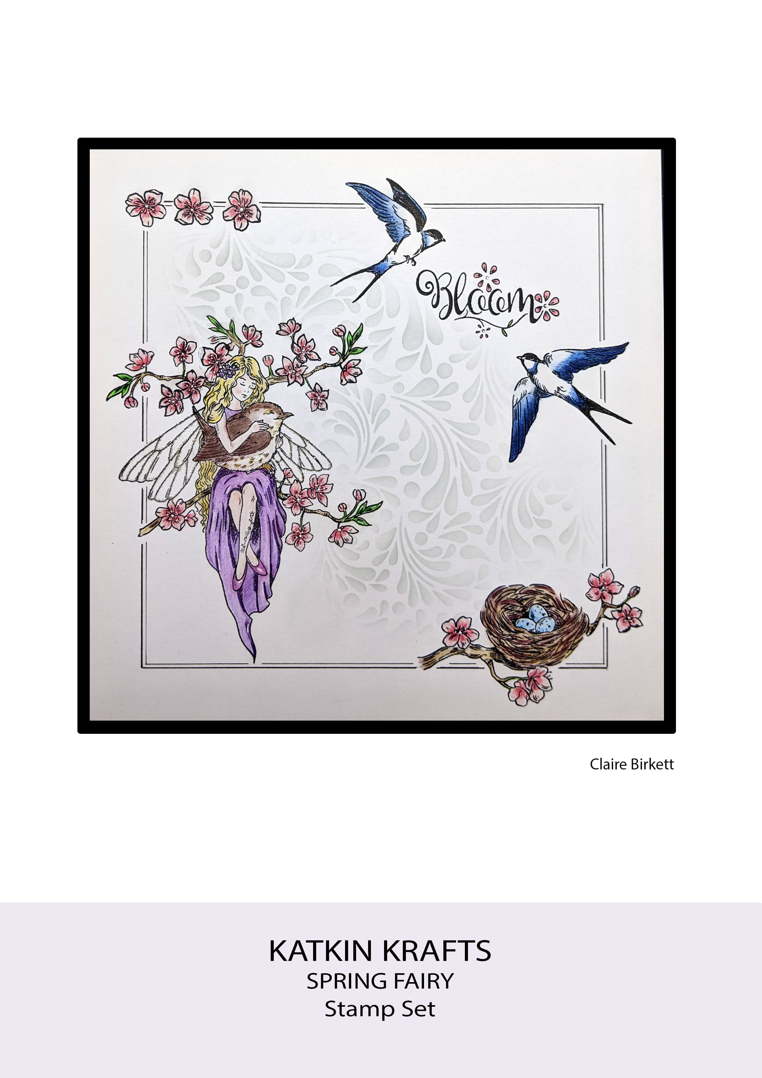 Katkin Krafts Spring Fairy 6 in x 8 in Clear Stamp Set