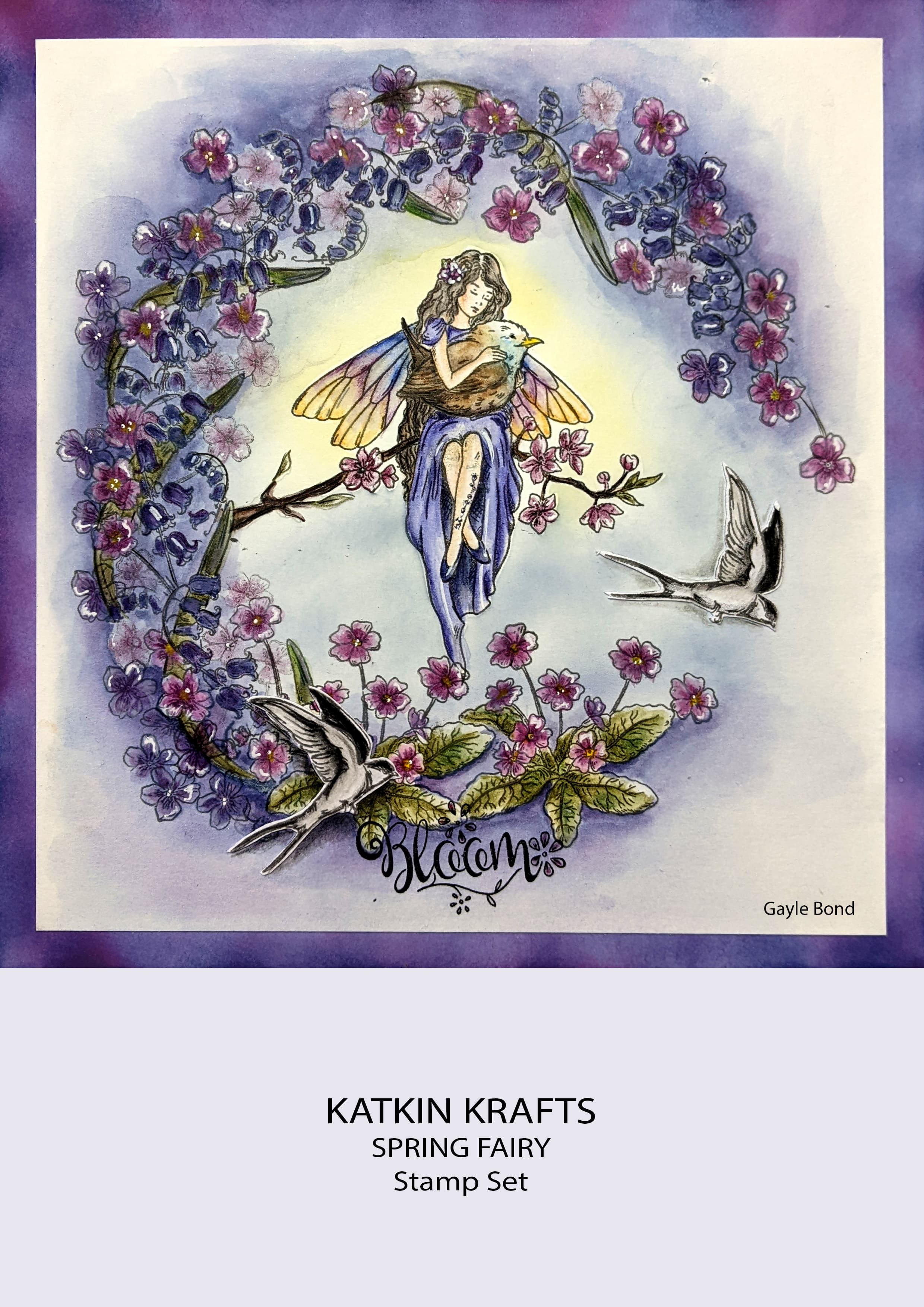 Katkin Krafts Spring Fairy 6 in x 8 in Clear Stamp Set