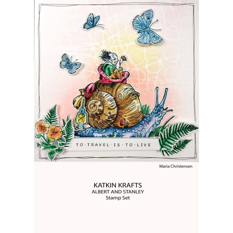 Katkin Krafts Albert & Stanley 6 in x 8 in Clear Stamp Set