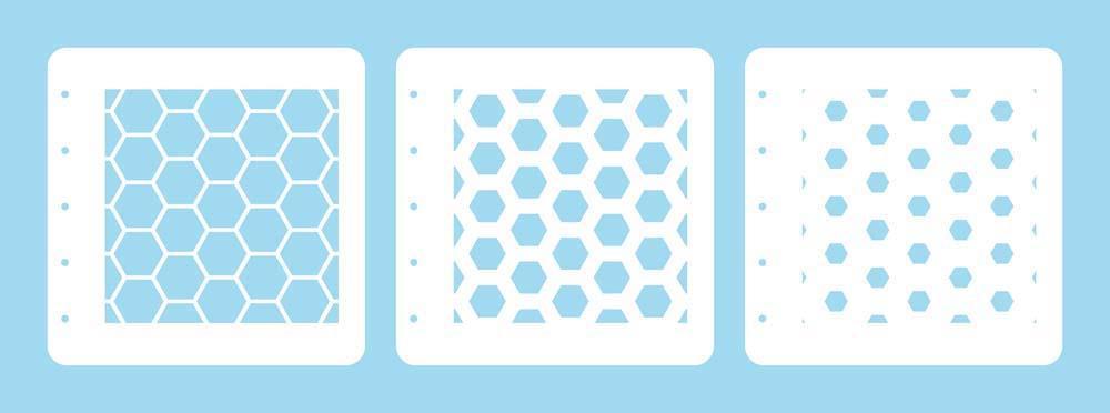 Layered combi stencil set (set of 3) Honeycomb