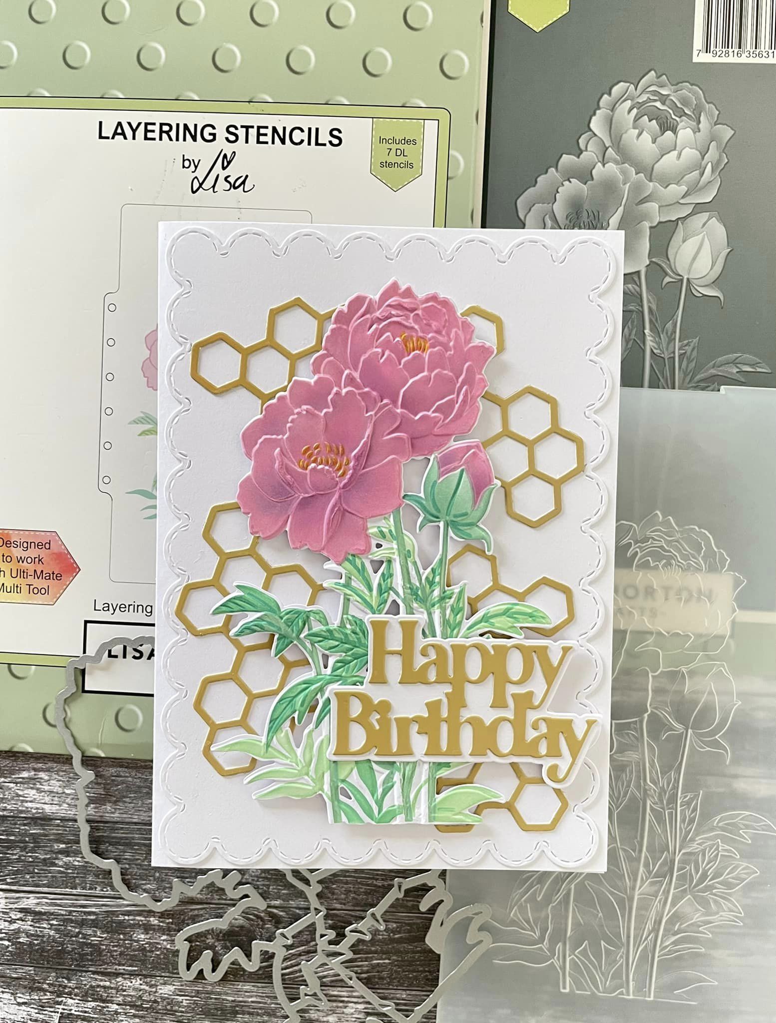 Lisa Horton Crafts Wild Peony Slimline Layering Stencils