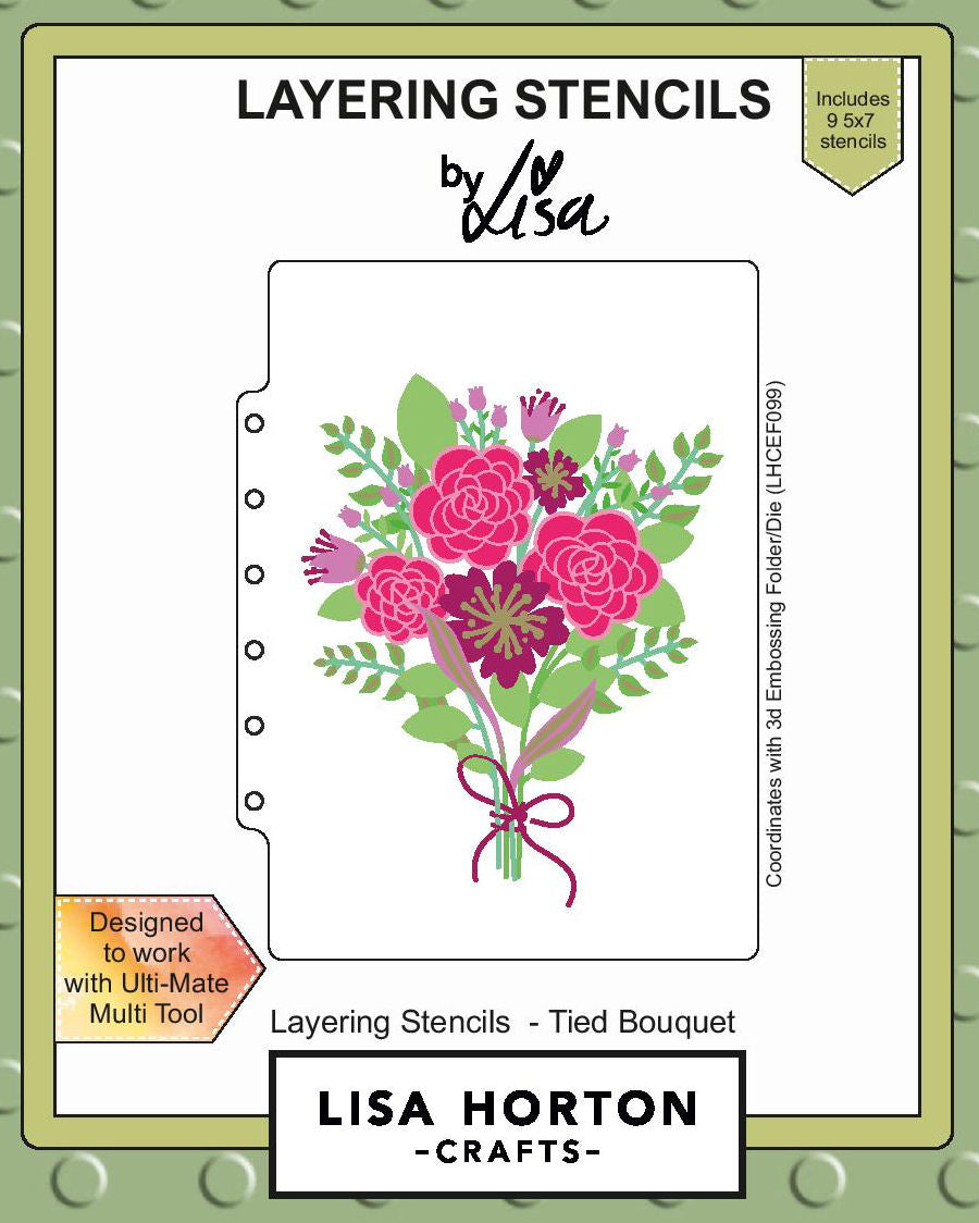 Lisa Horton 5x7 Layering Stencils -Tied Bouquet