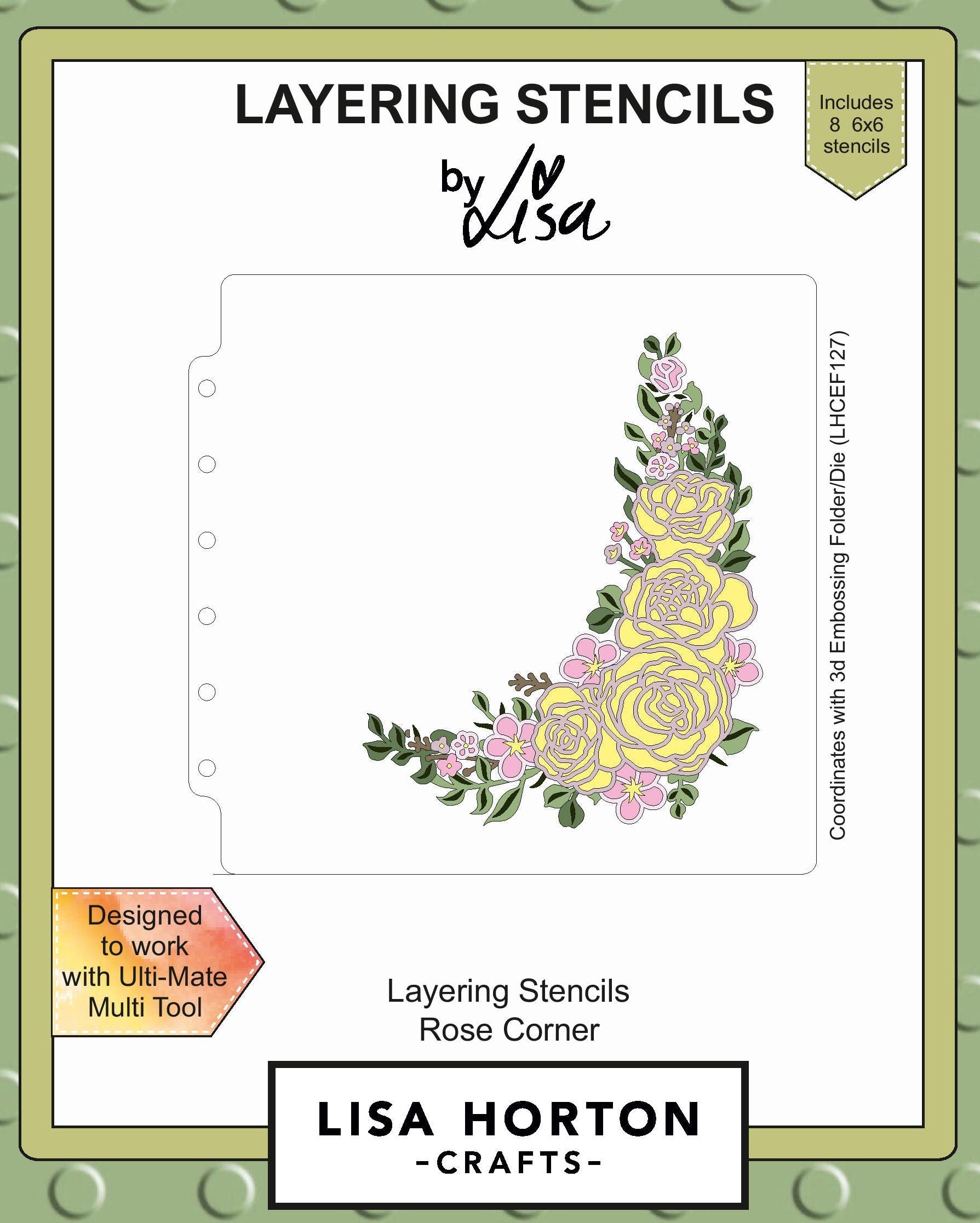 Lisa Horton Crafts Rose Corner 6x6 Layering Stencils