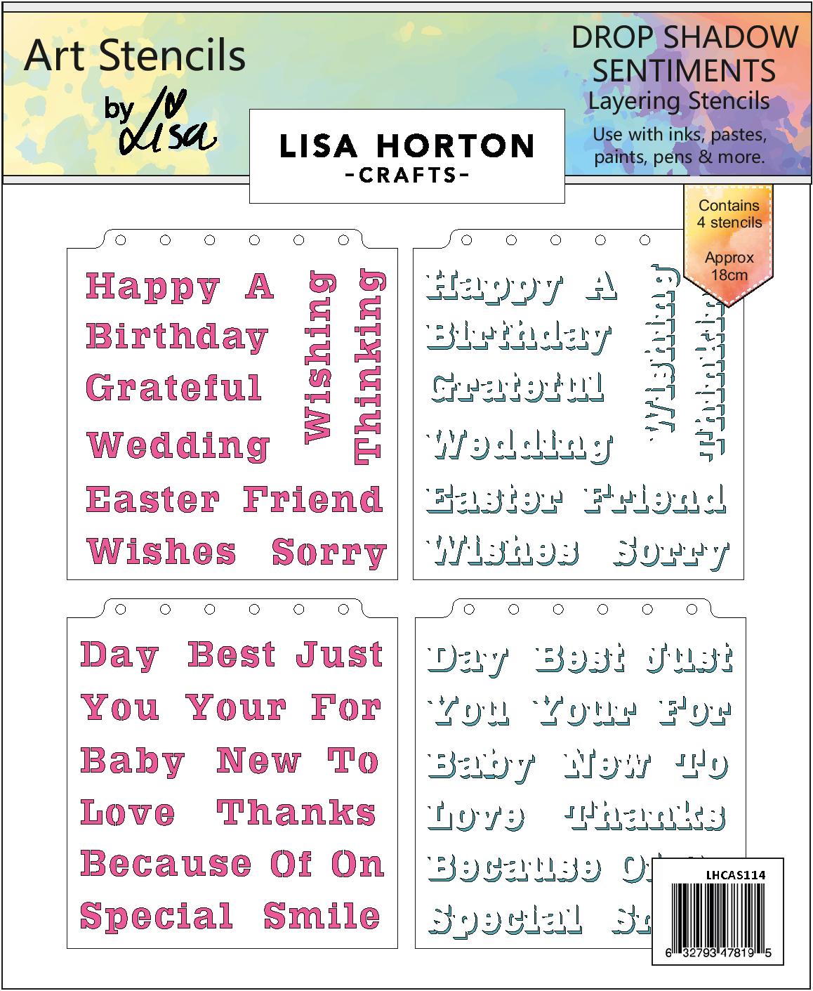 Lisa Horton Crafts Layering Stencils - Drop Shadow Sentiments