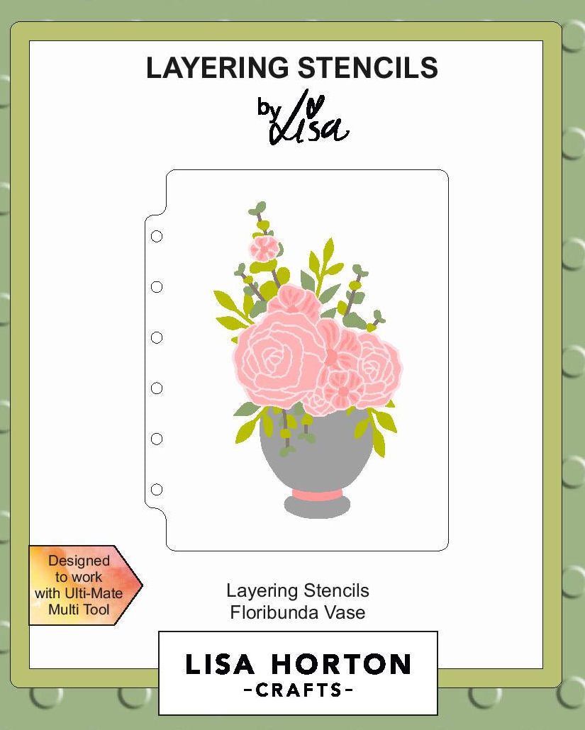 Lisa Horton Crafts Floribunda Vase A6 Layering Stencils