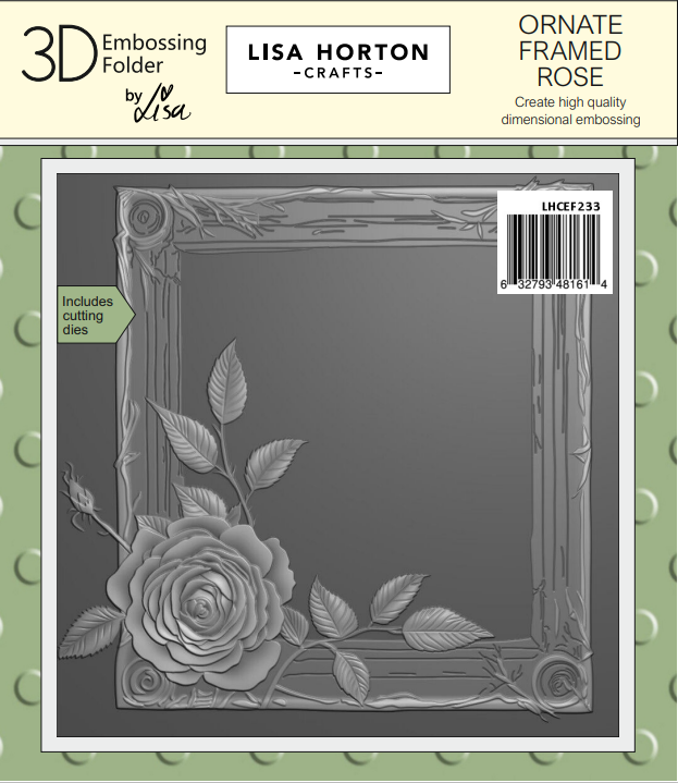 Lisa Horton Crafts Ornate Framed Rose 6x6 3D Embossing Folder & Dies