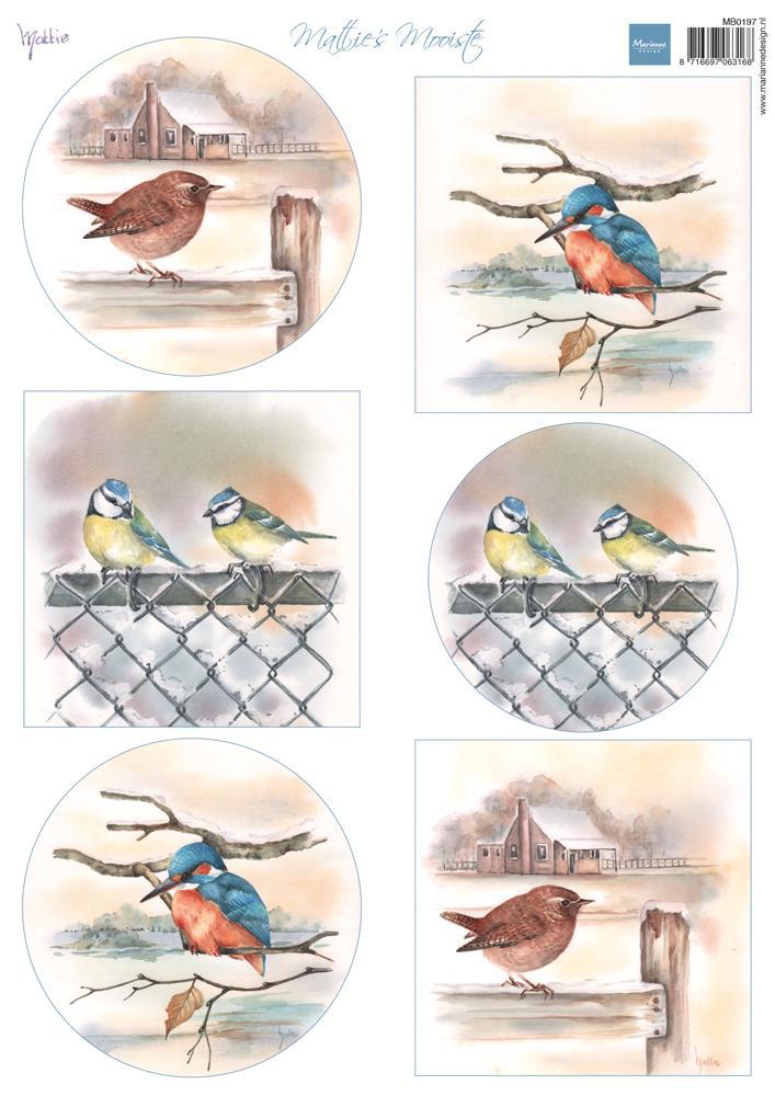 Marianne Design A4 Cutting Sheet - Mattie's Mooiste Birds In Winter