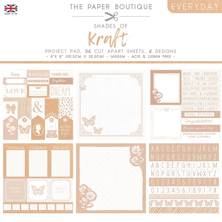 The Paper Boutique Everyday - Shades Of - Kraft 8 in x 8 in Project Pad