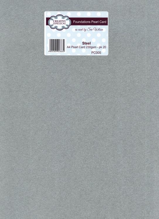 Foundation A4 Pearl Cardstock 230gsm pk 20 - Steel