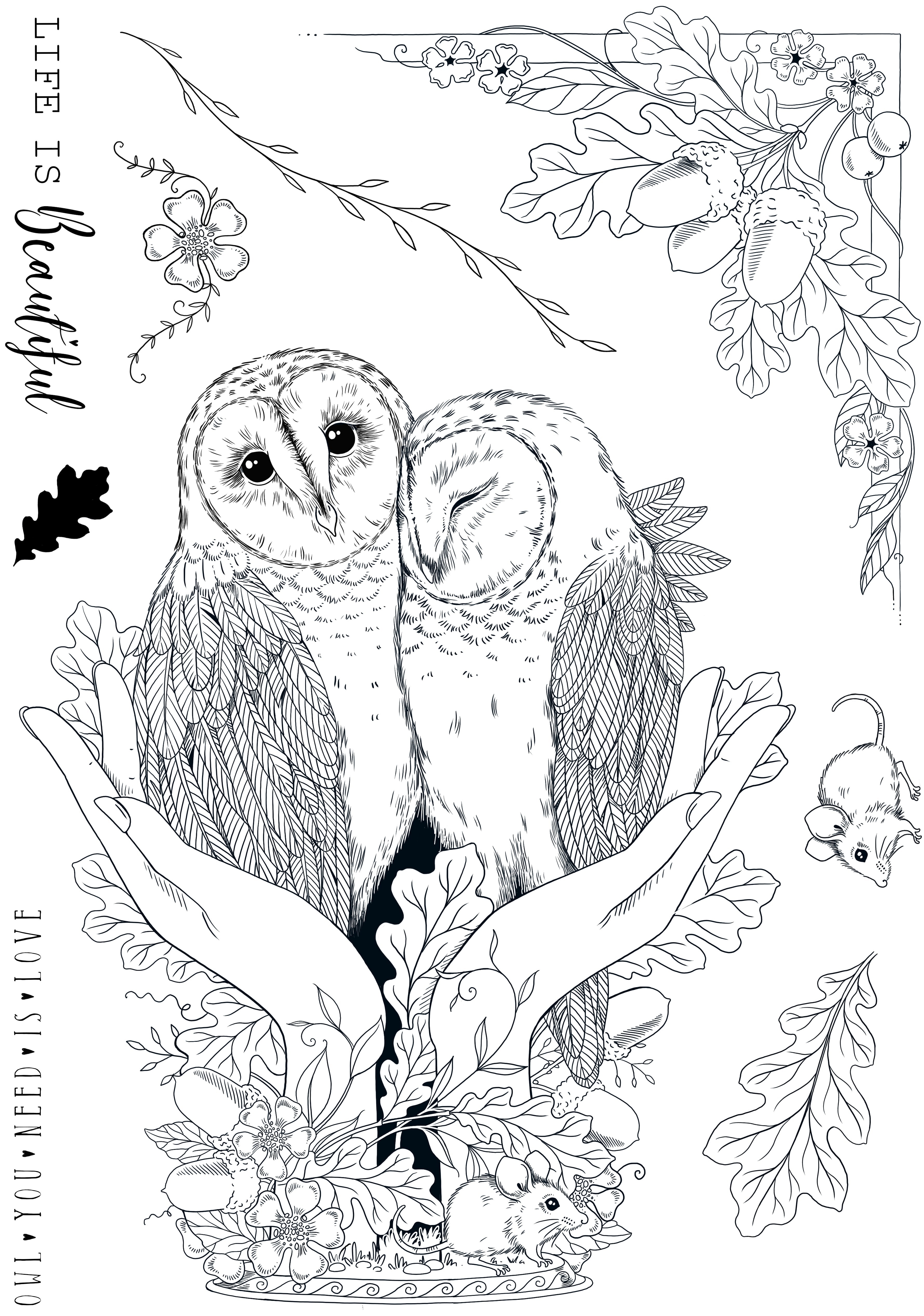 Pink Ink Designs An Owl In The Hand 6 in x 8 in Clear Stamp Set