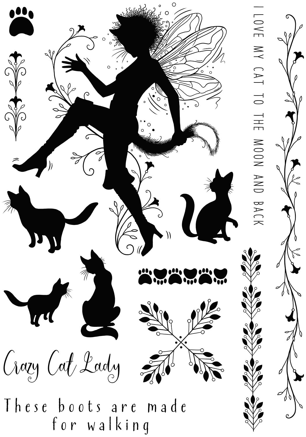 Pink Ink Designs Puss In Boots 6 in x 8 in Clear Stamp Set
