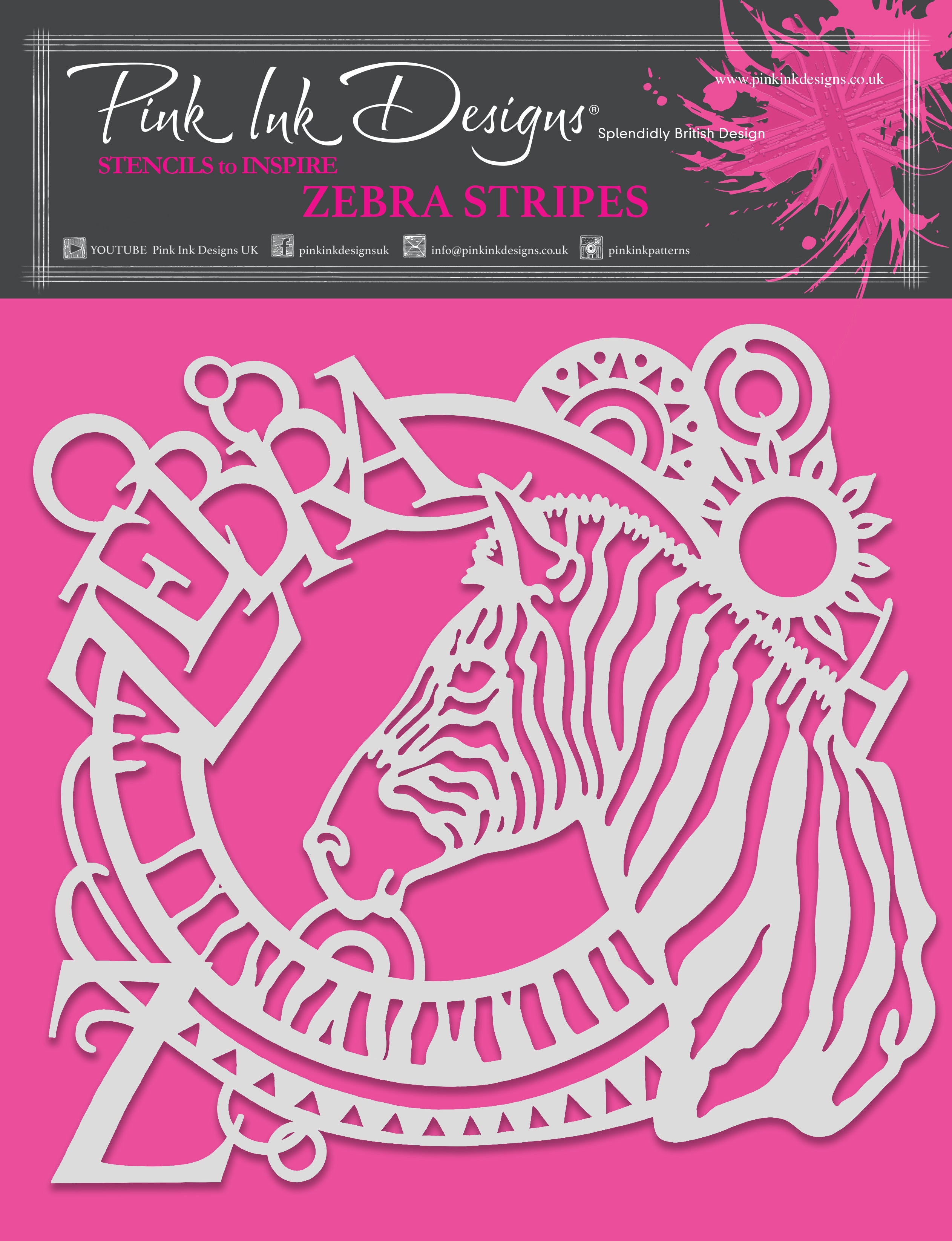 Pink Ink Designs Zebra Stripes 8 in x 8 in Stencil