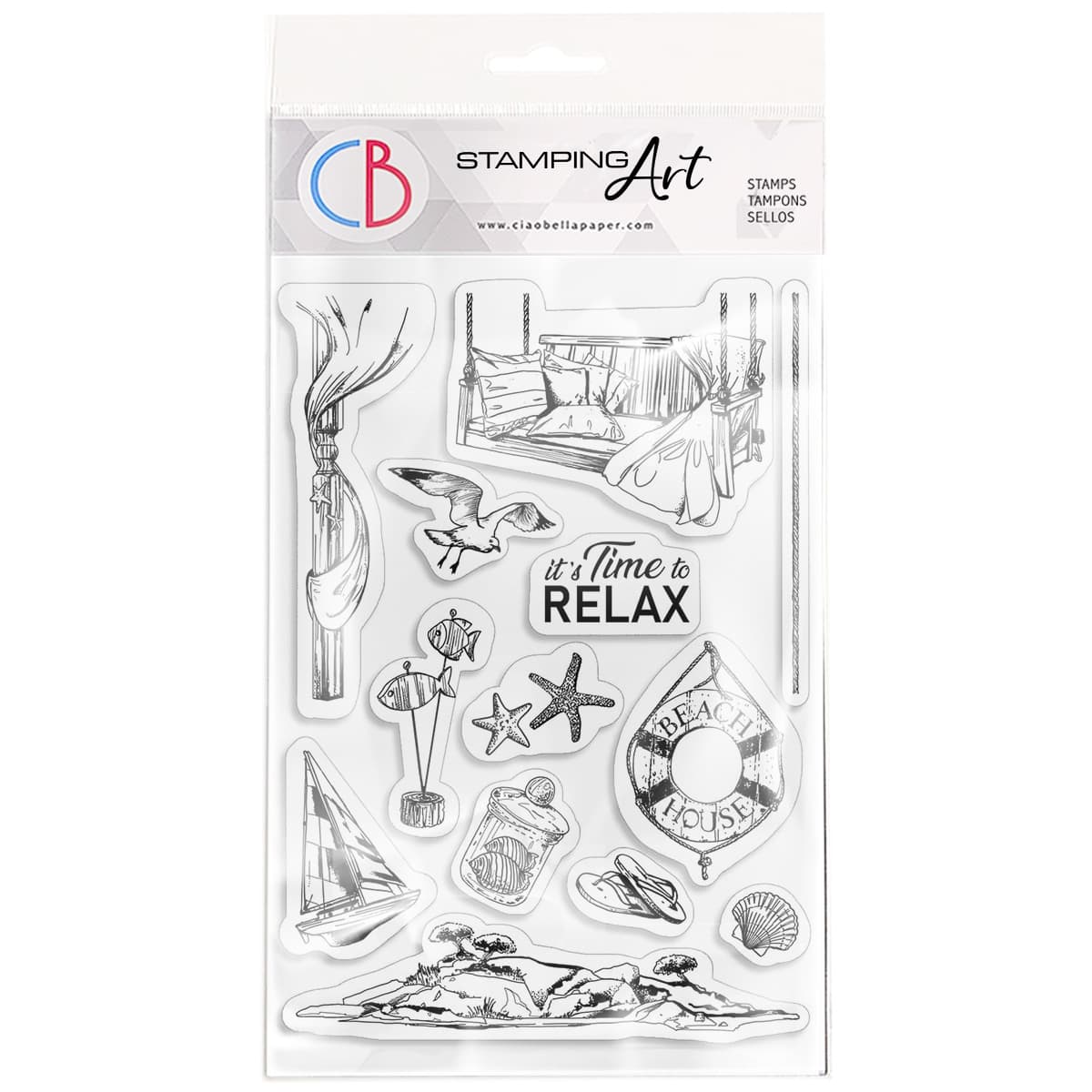 Ciao Bella Clear Stamp Set 4"x6" It's Time To Relax