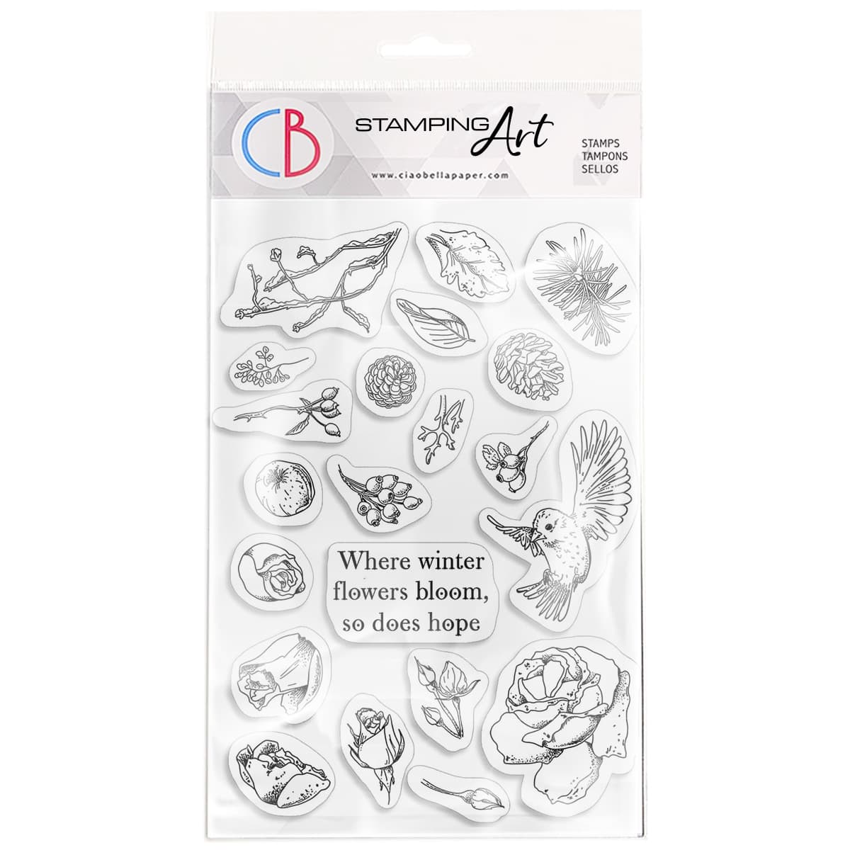 Ciao Bella Clear Stamp Set 4"x6" Frozen Garden