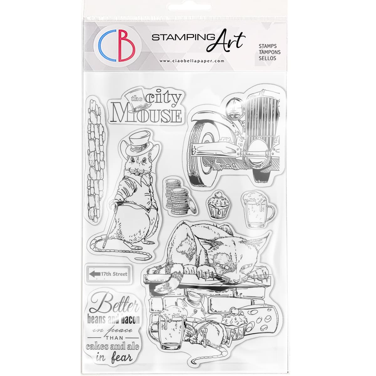 Ciao Bella Clear Stamp Set 6"x8" The City Mouse