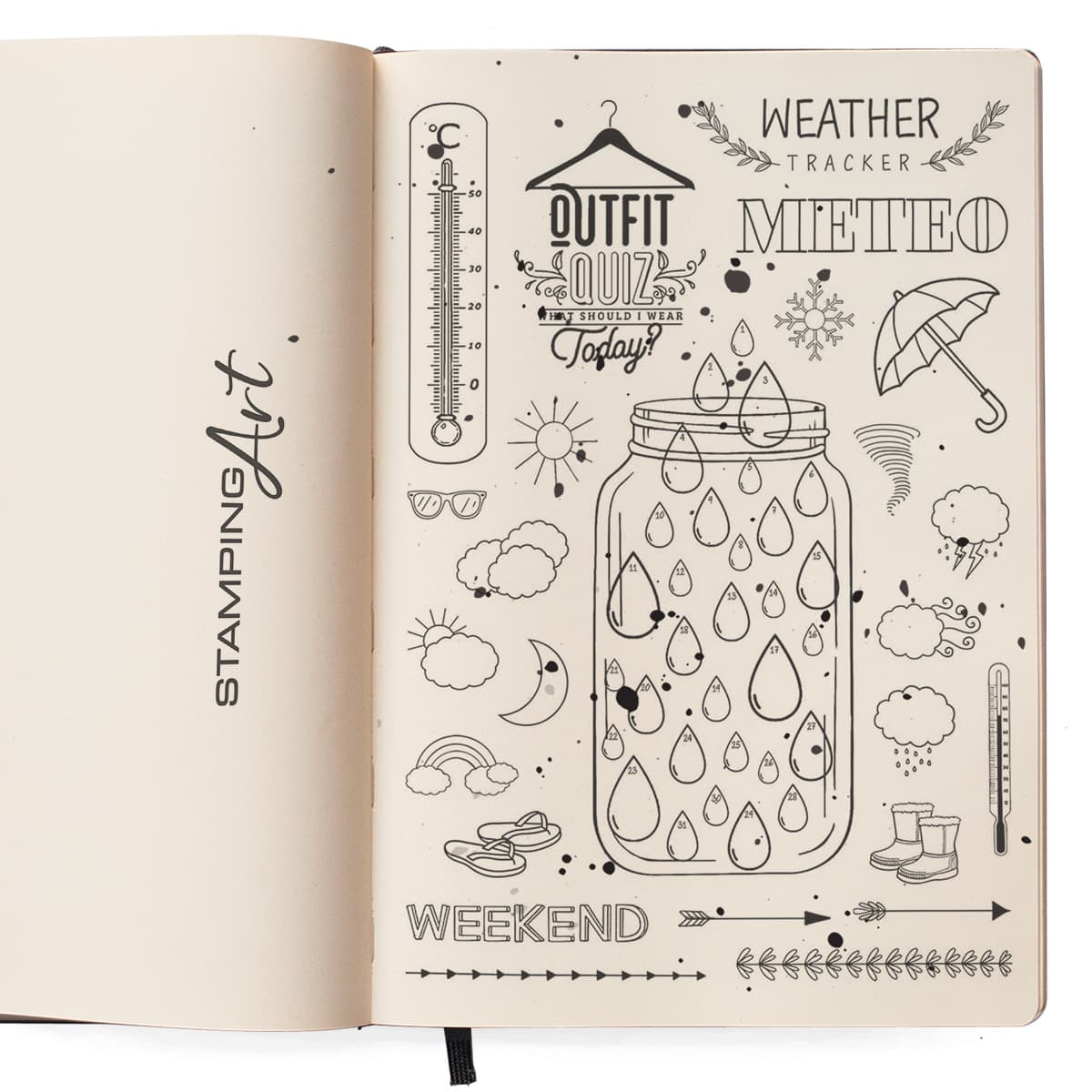 Ciao Bella Clear Stamp Set 6"x8" BuJo Weather