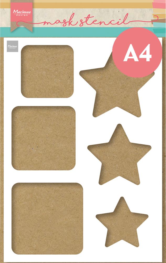 Marianne Design Mask Stencil - A4 - Squares & Stars