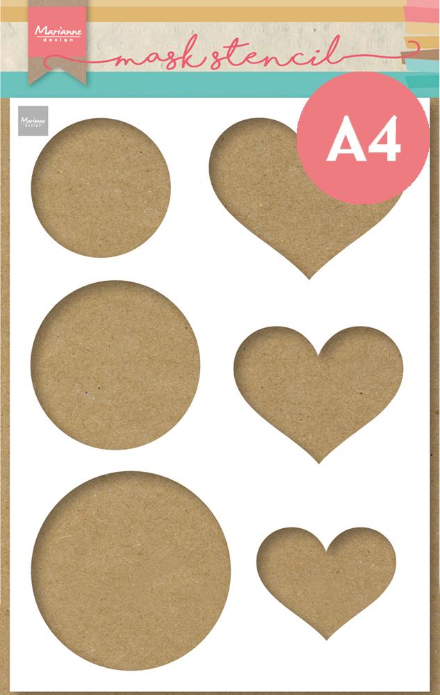 Marianne Design Mask Stencil - A4 - Circles & Hearts