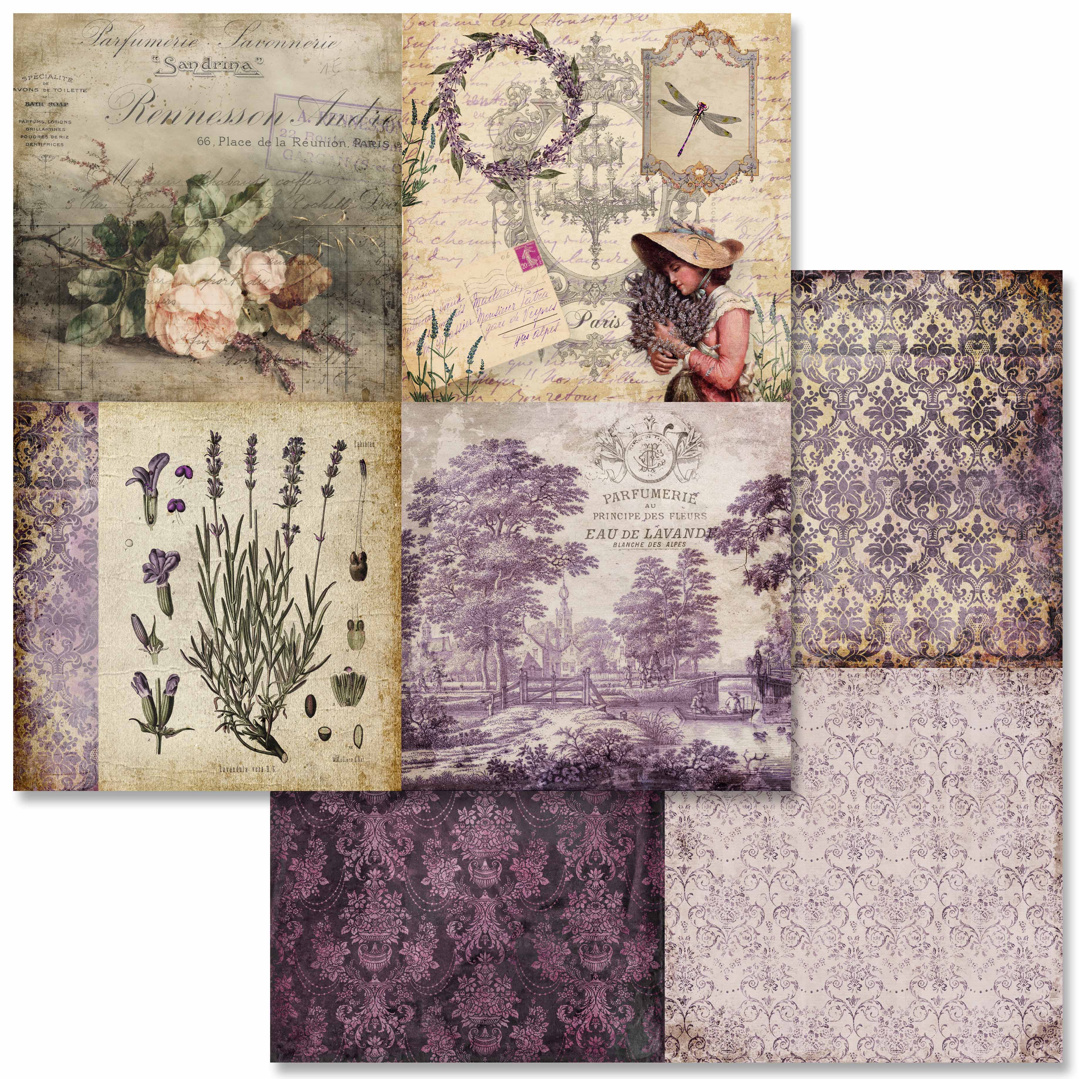Vintage LavenderScrapbook Set - 12" x 12"