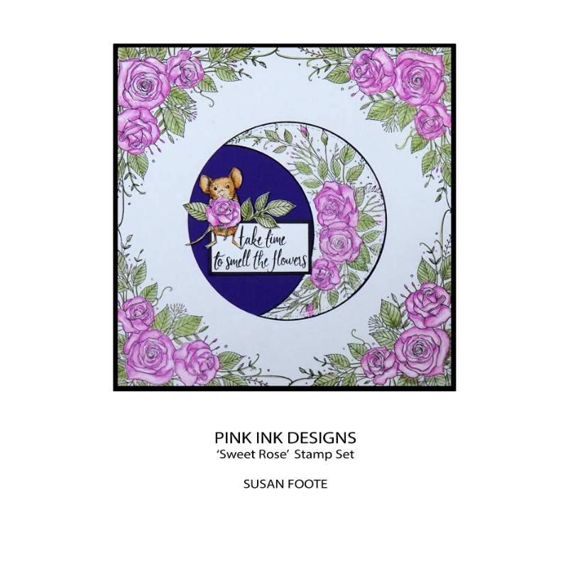 Pink Ink Designs Sweet Rose 6 in x 8 in Clear Stamp Set