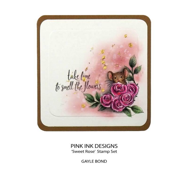 Pink Ink Designs Sweet Rose 6 in x 8 in Clear Stamp Set