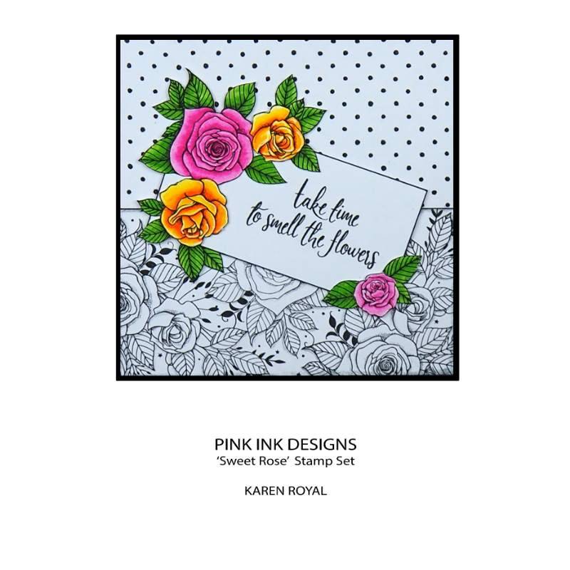 Pink Ink Designs Sweet Rose 6 in x 8 in Clear Stamp Set