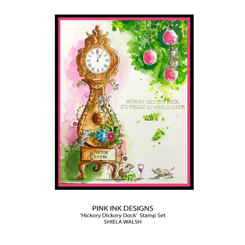 Pink Ink Designs Hickory Dickory Dock 6 in x 8 in Clear Stamp Set