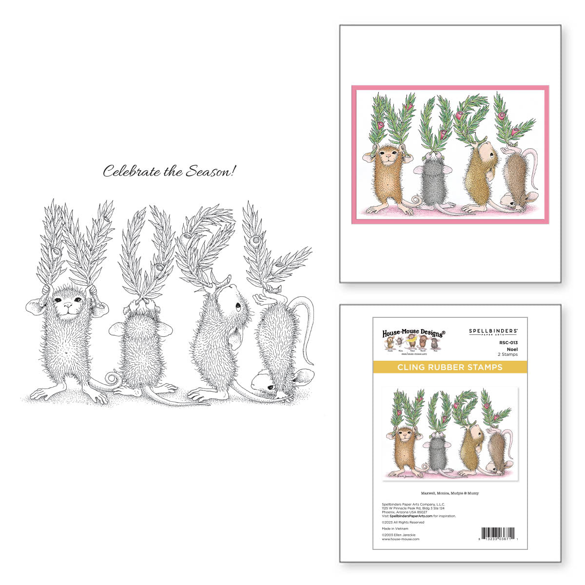 Noel Cling Rubber Stamp Set from the House-Mouse Holiday Collection