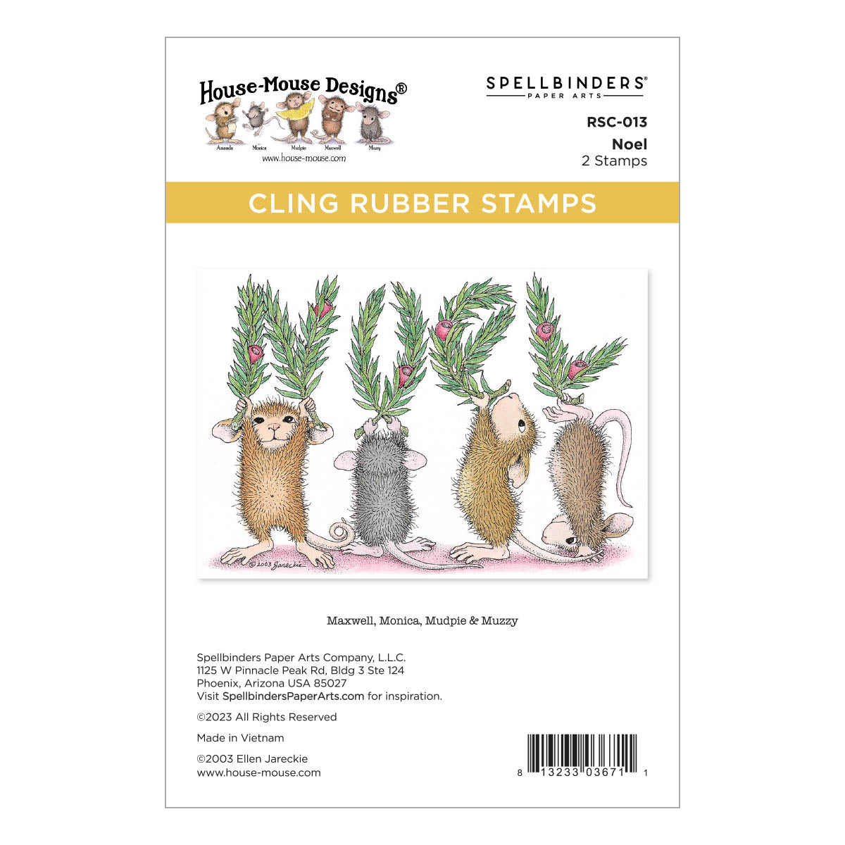 Noel Cling Rubber Stamp Set from the House-Mouse Holiday Collection