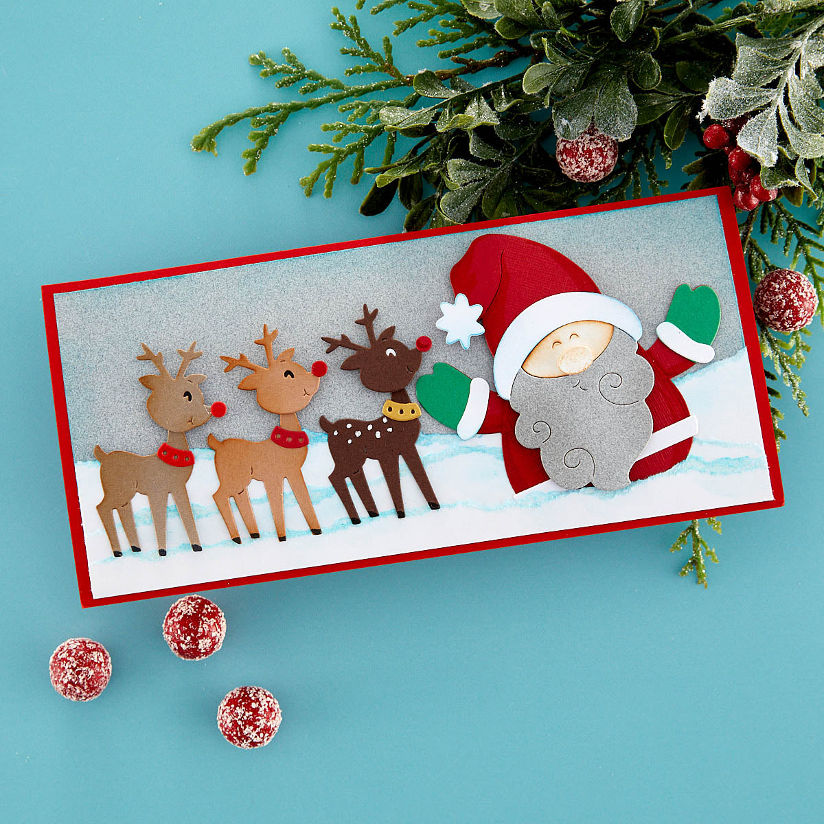 Santa Hugs Etched Dies from the Holiday Hugs Collection by Stampendous