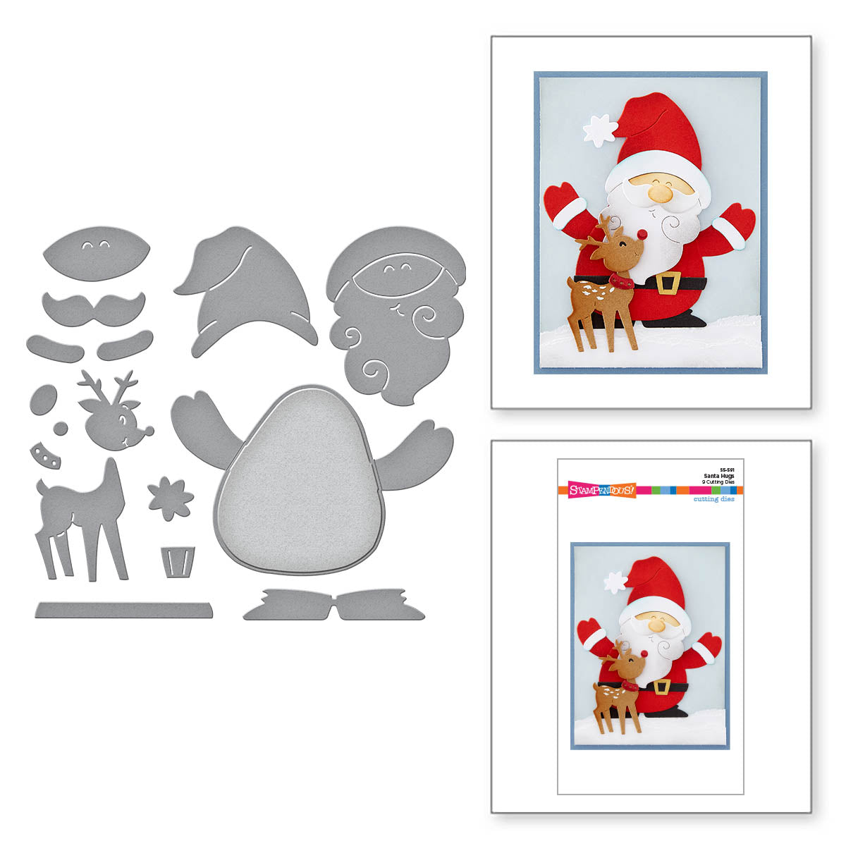 Santa Hugs Etched Dies from the Holiday Hugs Collection by Stampendous