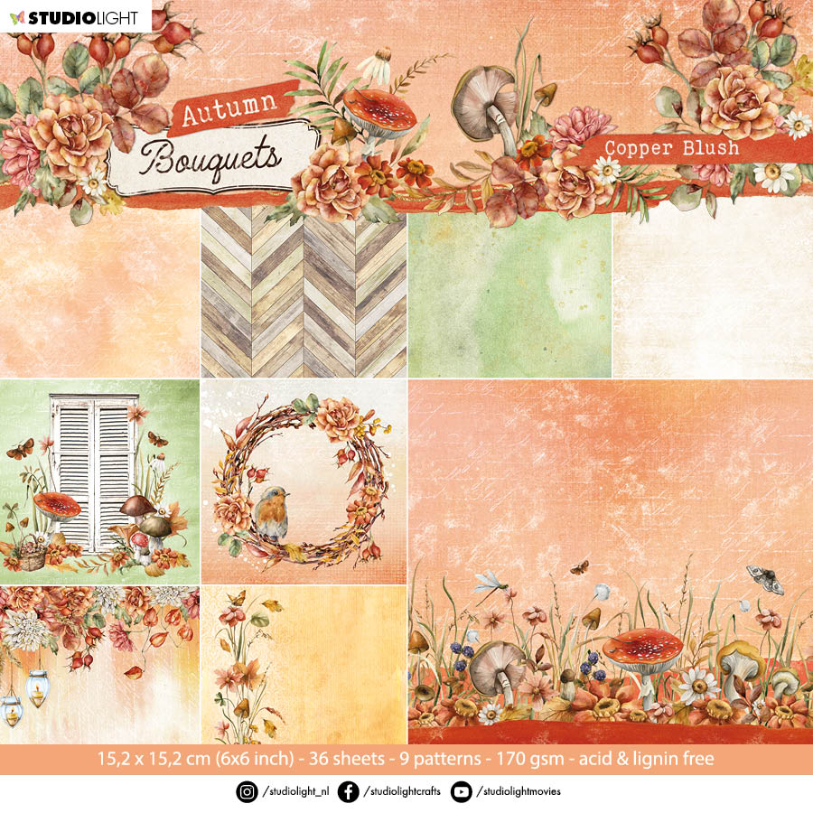 SL Paper Pad Copper Blush Autumn Bouquet 152,4x152,4x9mm 36 SH  nr.107