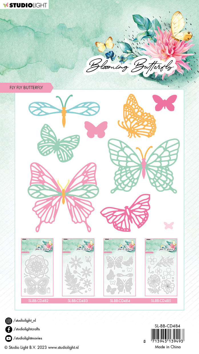 SL Cutting Die Fly Fly Butterfly Blooming Butterfly 96x138x1mm 13 PC nr.484