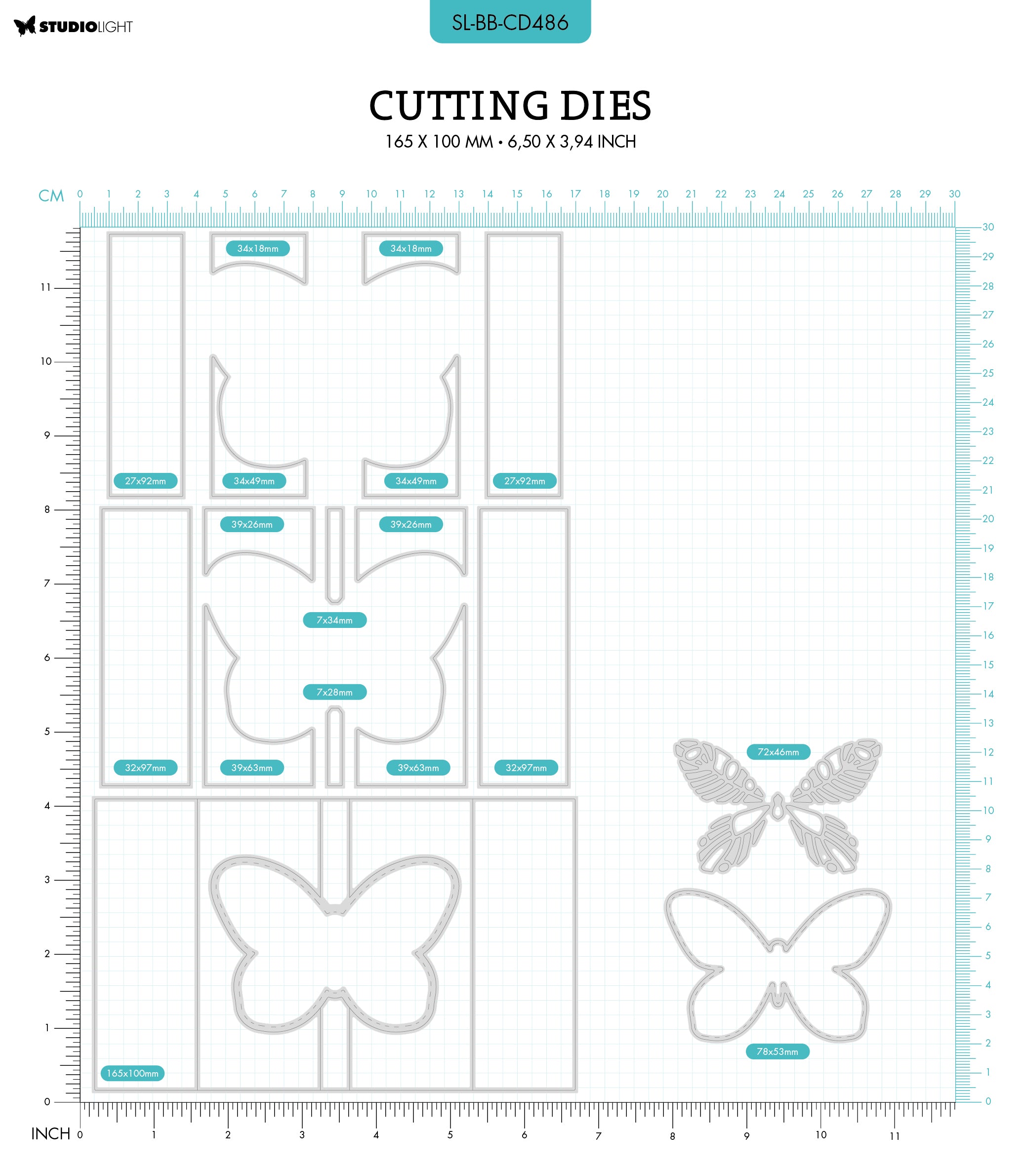 SL Cutting Die Butterfly Card Blooming Butterfly 165x100x1mm 17 PC nr.486