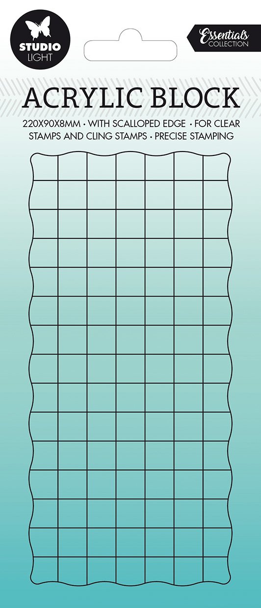 SL Acrylic Stamp Block For Clear And Cling Stamps With Grid Essentials 150x70x8mm nr.02