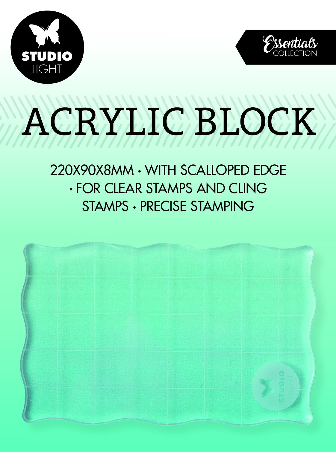 SL Acrylic Stamp Block For Clear And Cling Stamps With Grid Essentials 50x80x8mm nr.03