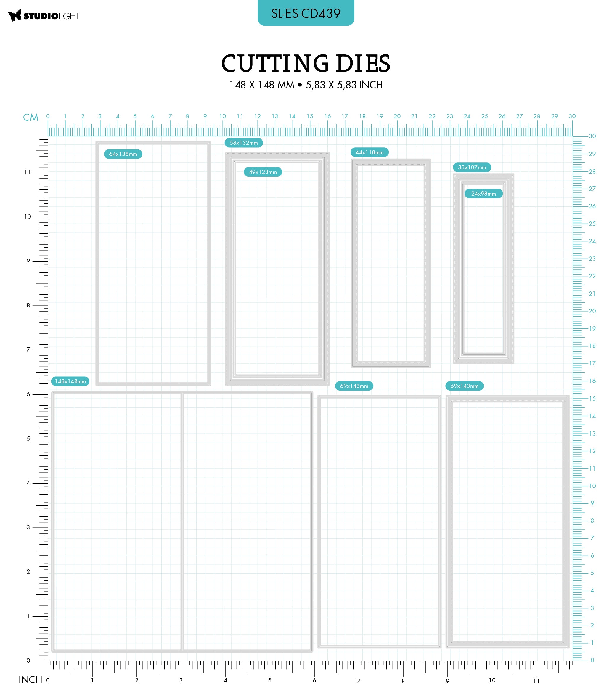 SL Cutting Dies Folded Card Mini Slimline Essentials 148x148x1mm 9 PC nr.439