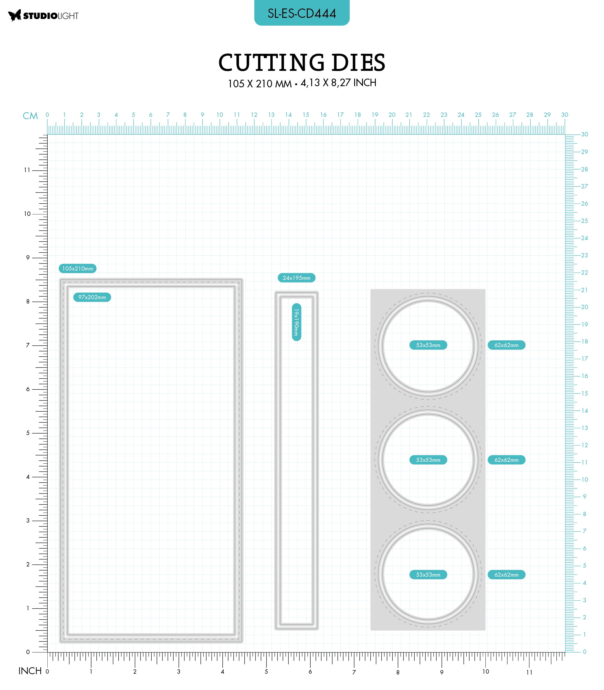 SL Cutting Dies Slim+Circle Passe Partout Essentials 105x210x1mm 8 PC nr.444