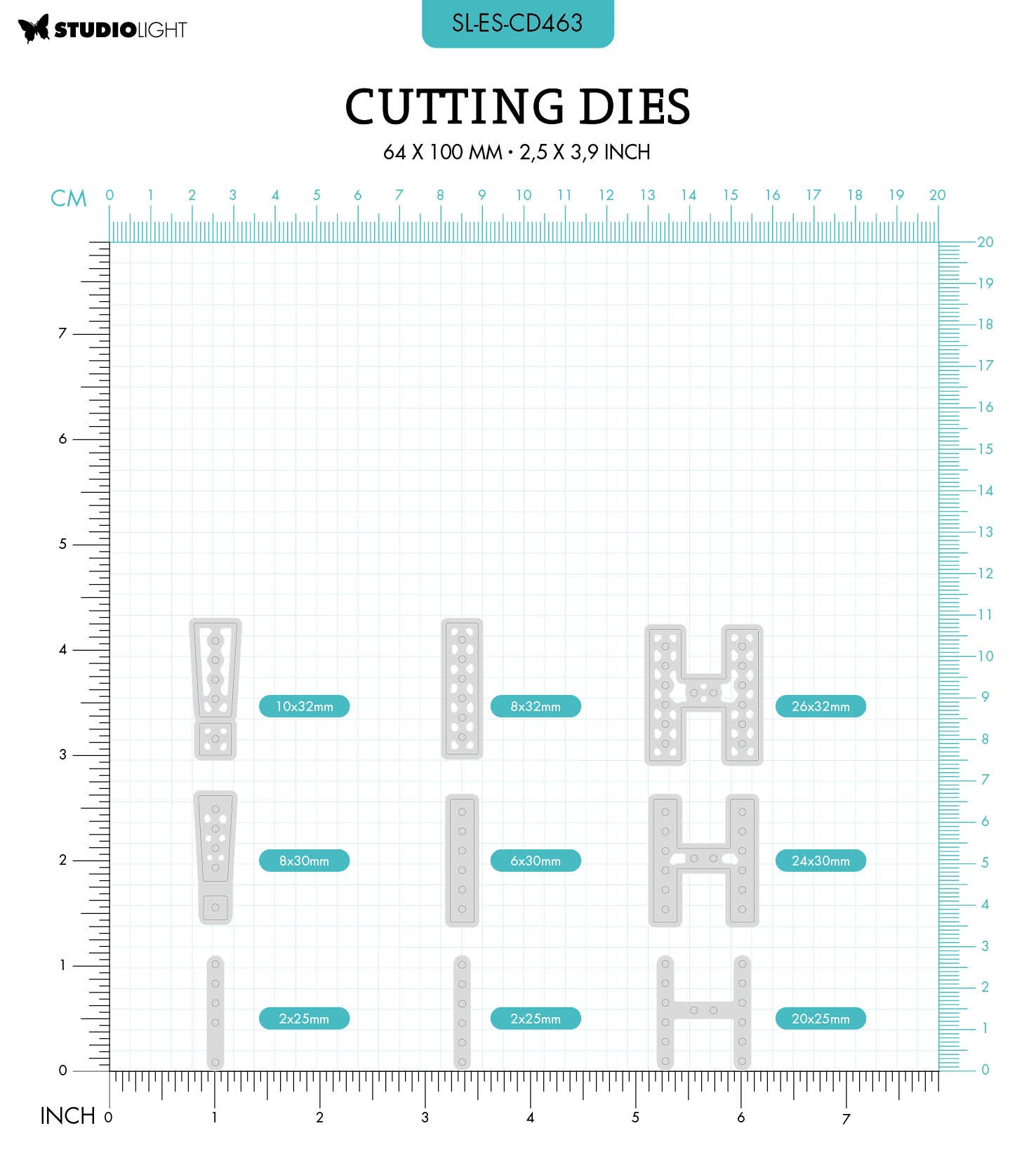 SL Cutting Die Hi! Essentials 64x100x1mm 9 PC nr.463