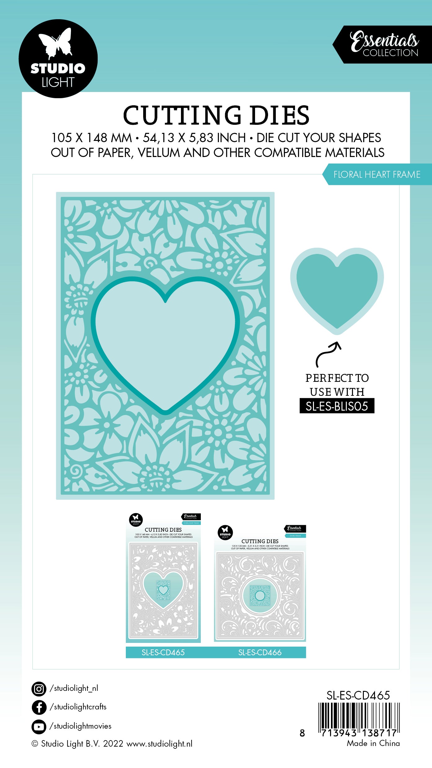 SL Cutting Die Floral Heart Frame Essentials 105x148x1mm 4 PC nr.465