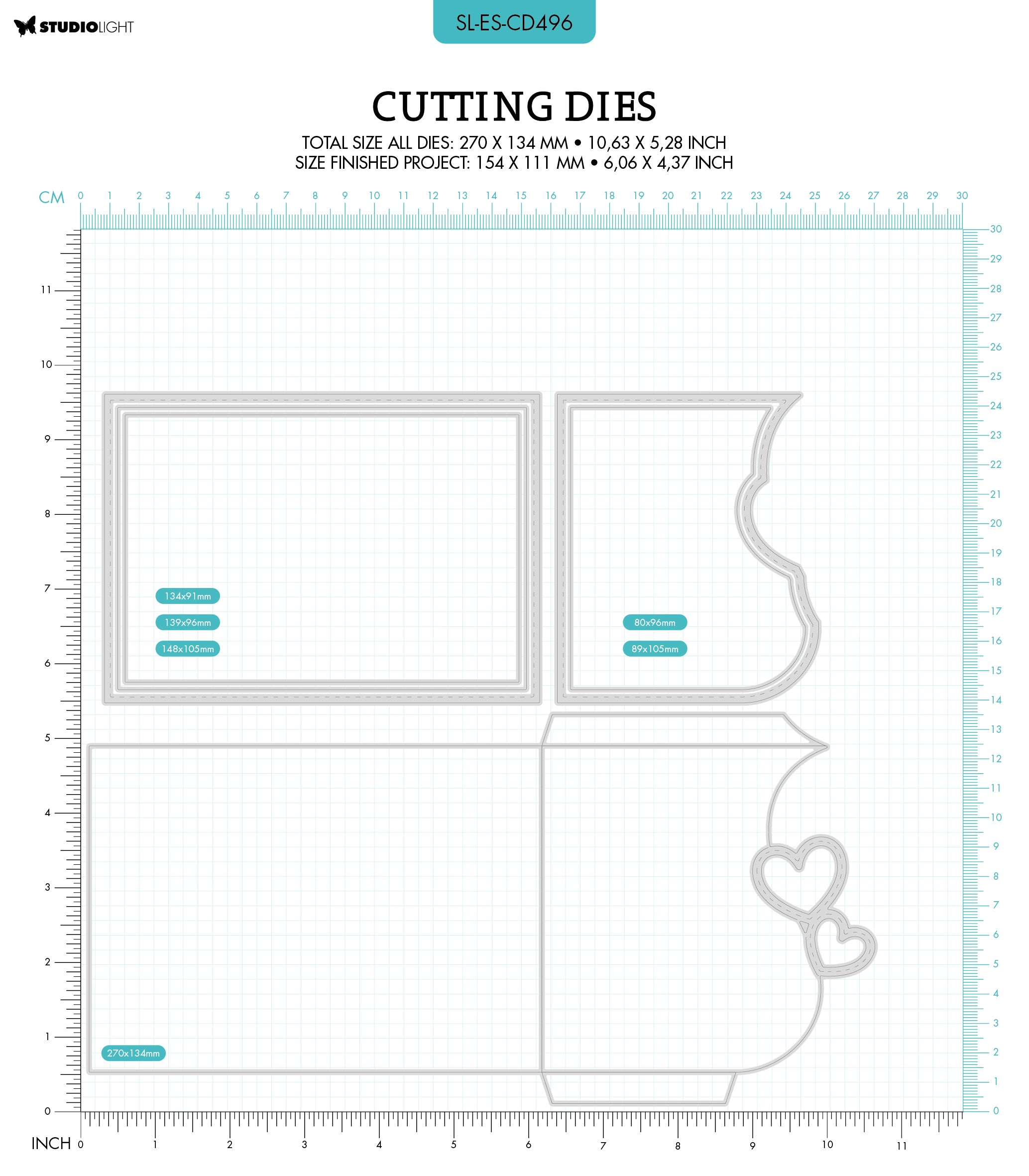 SL Cutting Die Hearts Envelope Essentials 267x132x1mm 6 PC nr.496