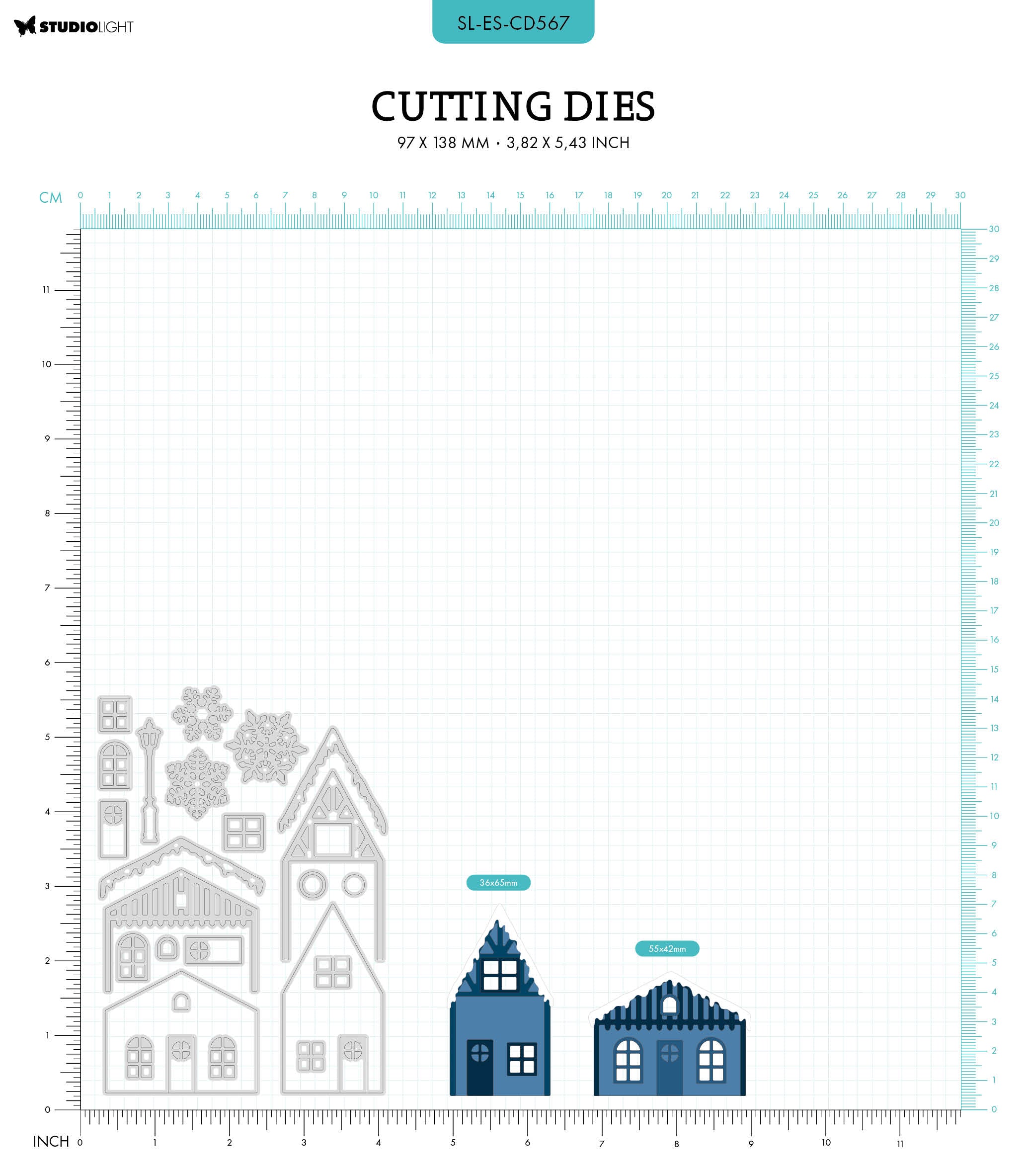 SL Cutting Die Winter Houses Essentials 97x138x1mm 24 PC nr.567