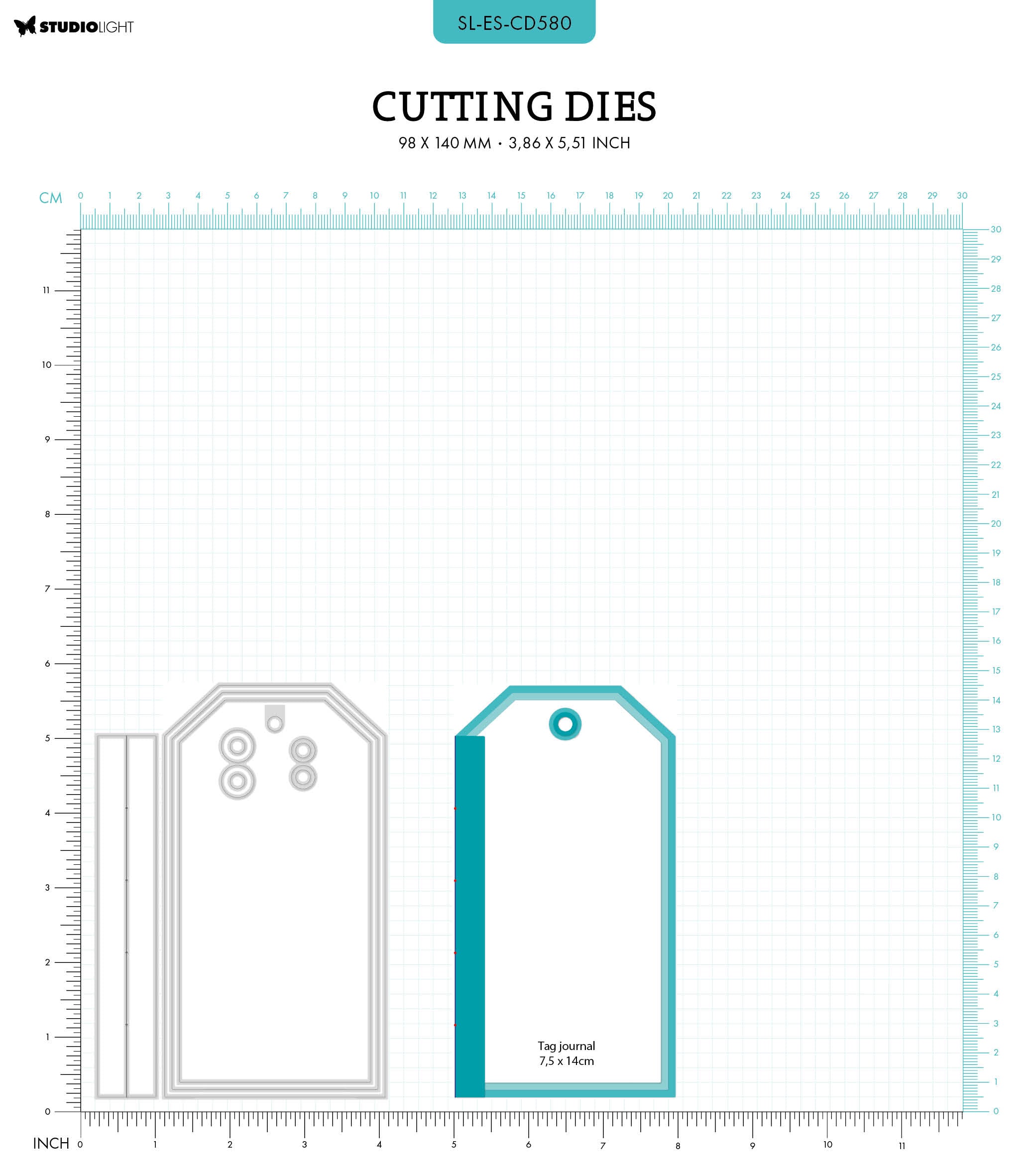 SL Cutting Die Tag Journal Essentials 98x140x1mm 7 PC nr.580