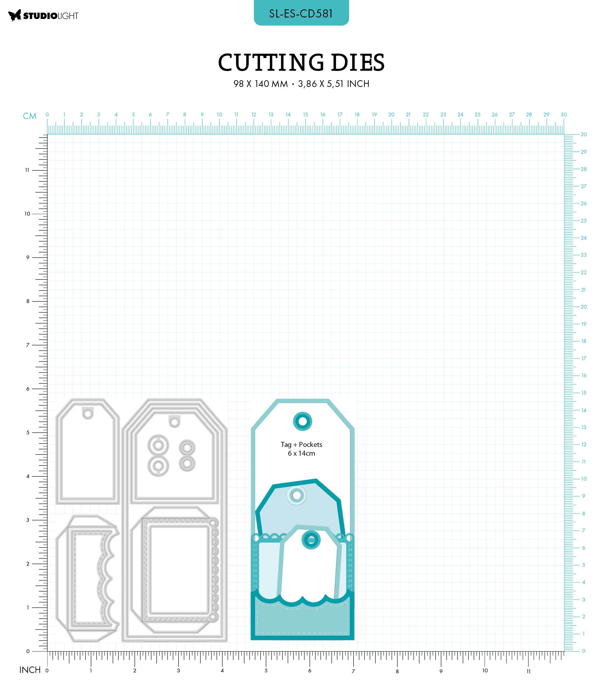 SL Cutting Die Tag + Pocket Essentials 98x140x1mm 14 PC nr.581