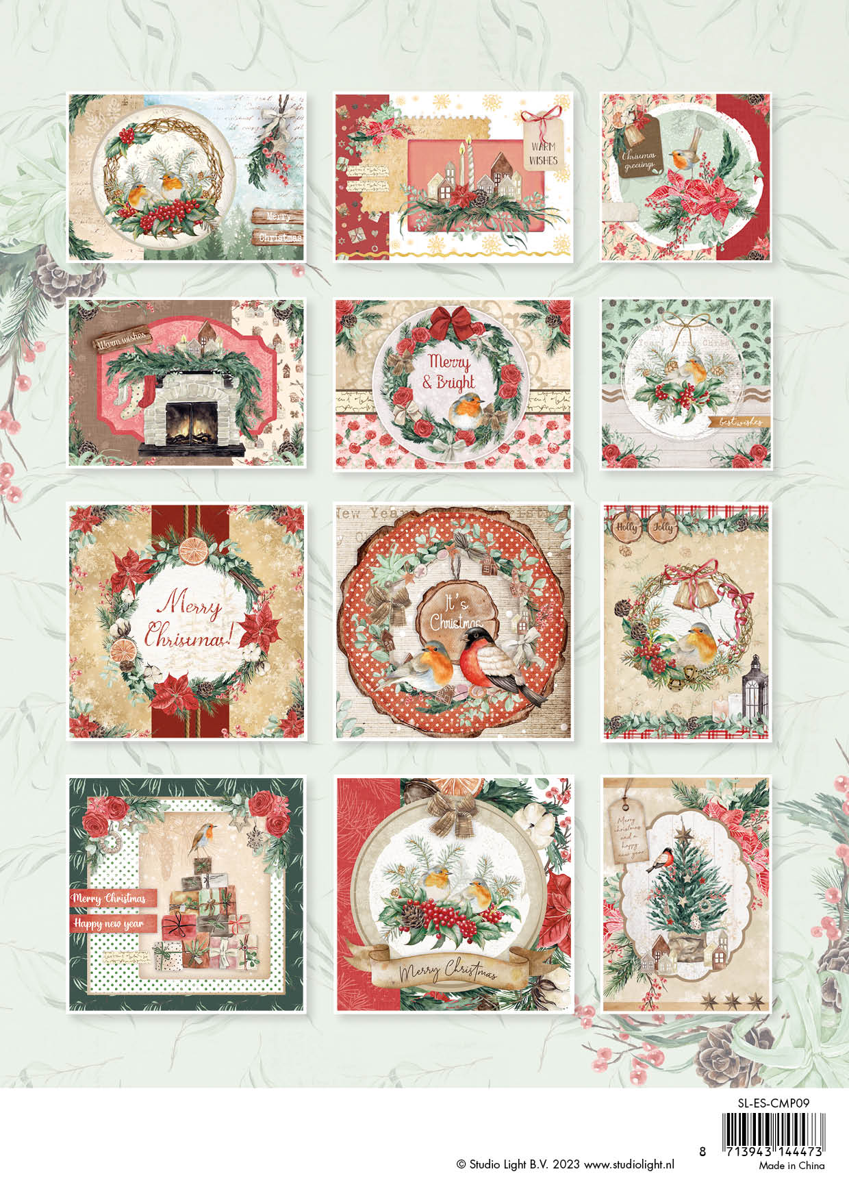 SL Card Making Pad Holly Jolly Essentials 210x294x5mm 12 SH nr.09