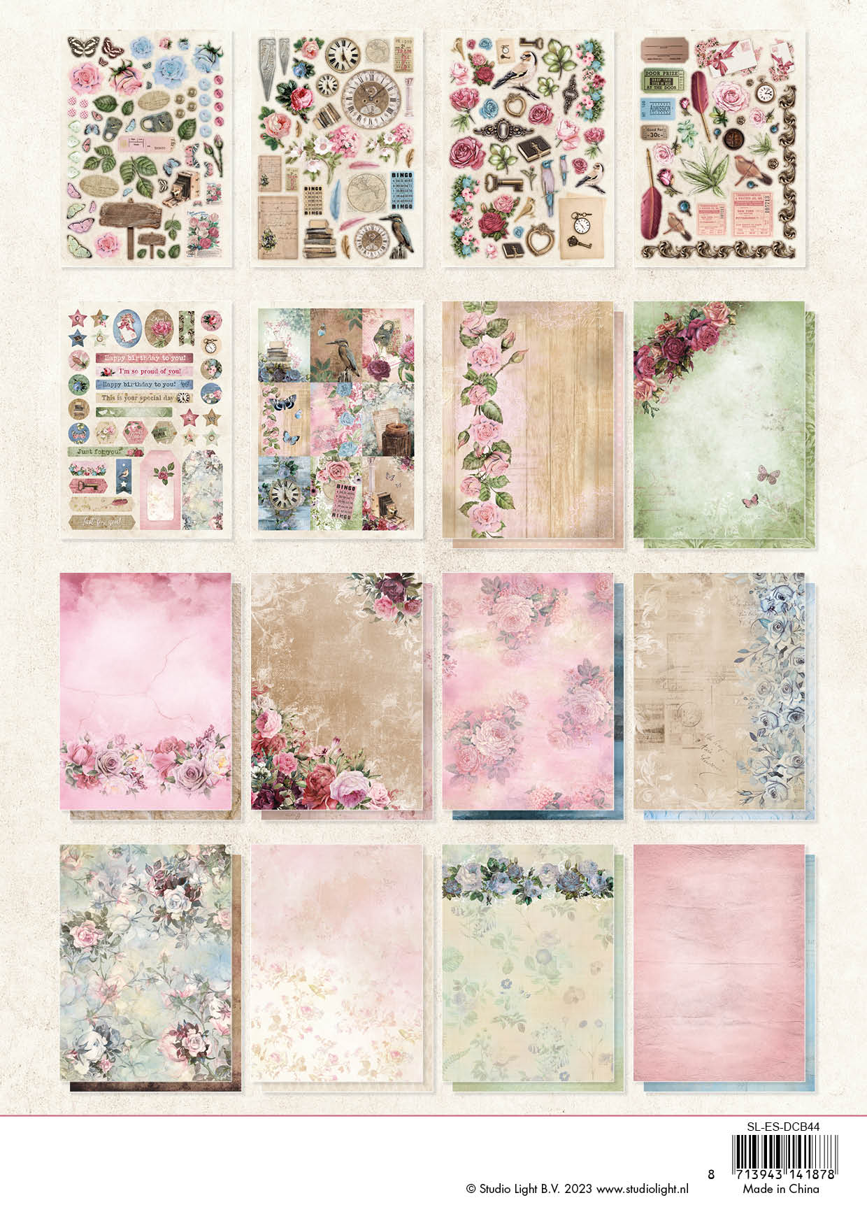 SL DIY Block Vintage Roses Essentials294x210x9mm 32 SH nr.44