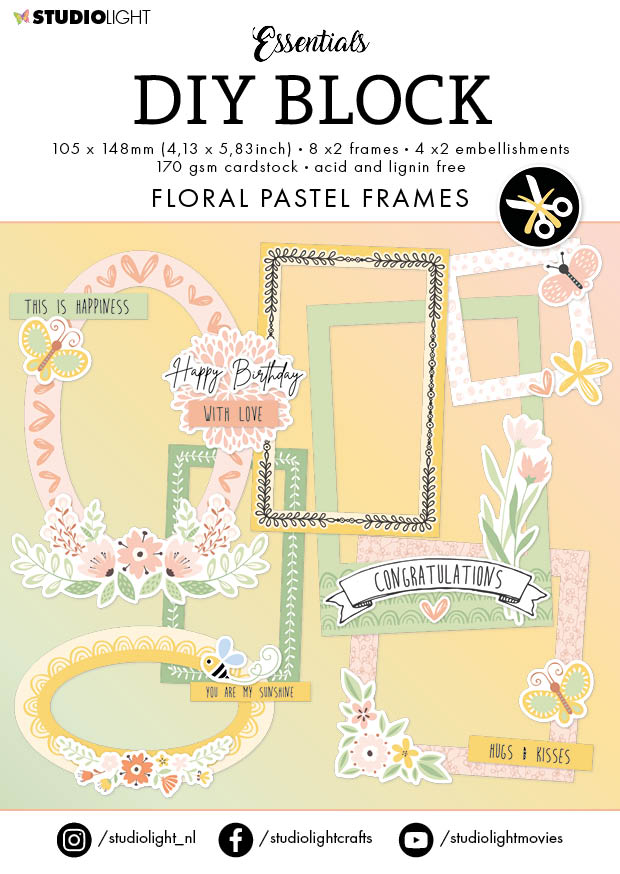 SL Die-Cut Block Floral Pastel Frames Essentials 105x148x3mm 24 SH nr.65